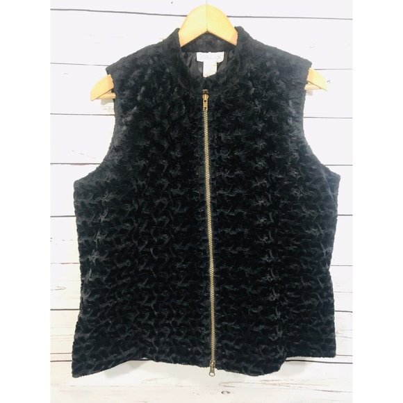 Jordan Vest Womens Sz XL Faux Fur Sleeveless Lined Fall Warm Soft Fashion Black - Picture 1 of 7